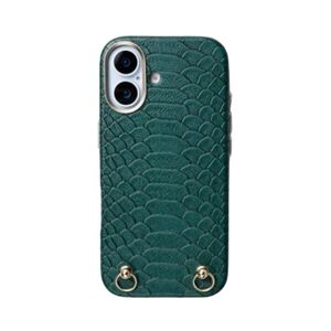 iPhone 16 Green Croc Textured Phone Case
